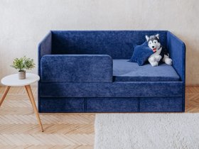 Диван-кровать Happy (синий) в Решётах - reshyoty.mebel-nsk.ru | фото