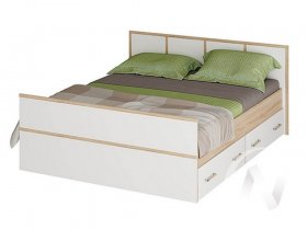Двуспальная кровать 1,4м Сакура (дуб сонома/белый) в Решётах - reshyoty.mebel-nsk.ru | фото