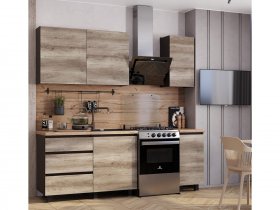 Кухонный гарнитур Энигма 1,6м (венге/дуб каньон) в Решётах - reshyoty.mebel-nsk.ru | фото