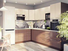 Модульная кухня Классика (ваниль/шоколад) в Решётах - reshyoty.mebel-nsk.ru | фото