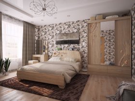 Модульная спальня Виктория-1 (дуб сонома) в Решётах - reshyoty.mebel-nsk.ru | фото