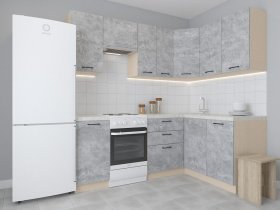 Модульная угловая кухня 1,4м*2,1м Лада (цемент) в Решётах - reshyoty.mebel-nsk.ru | фото