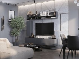 Стенка 2000 Квинта (темно-серый/силк титан/графит) в Решётах - reshyoty.mebel-nsk.ru | фото