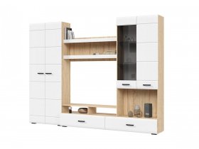 Стенка ГС-01 Либерти (дуб сонома/белый глянец) в Решётах - reshyoty.mebel-nsk.ru | фото