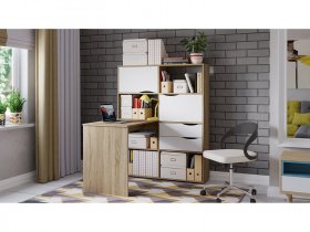 Стол письменный тип 7 (дуб сонома/белый ясень) в Решётах - reshyoty.mebel-nsk.ru | фото