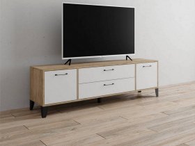 Тумба под ТВ Парус-13 (дуб крафт серый/белый) в Решётах - reshyoty.mebel-nsk.ru | фото